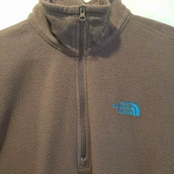 The North Face Men's Fleece Jacket Brown Quarter Z - Picture 3 of 7